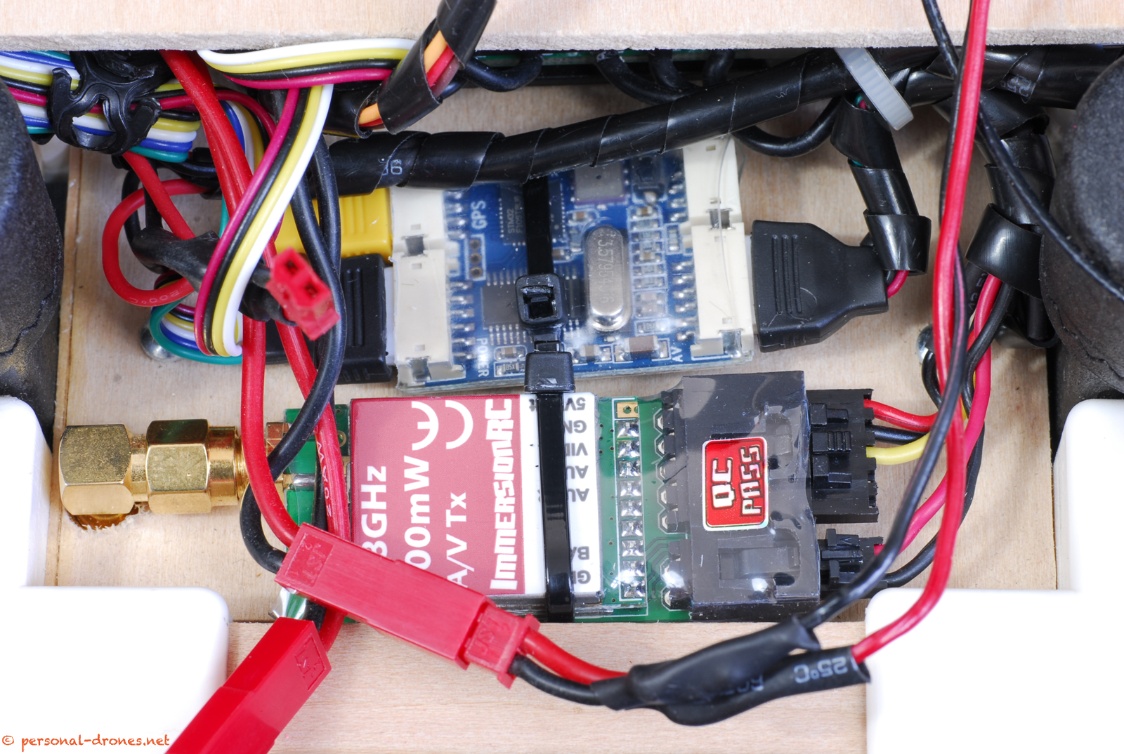 Skylark OSD connected to Immersion RC transmitter on Quadlugs quadcoper