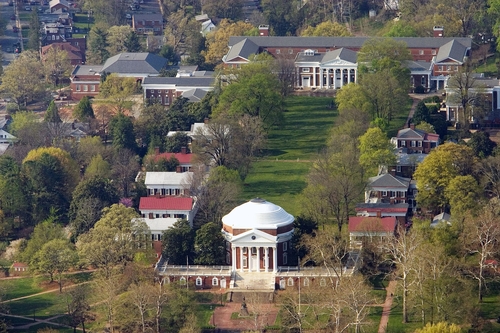 An aerial view of the University of Virginia