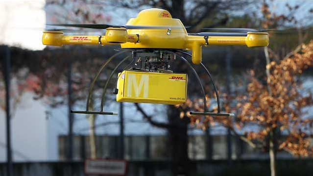 DHL quadcopter for the new drone delivery service - source