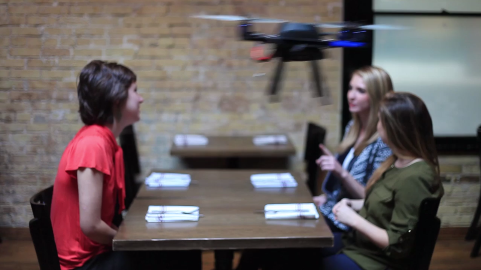 Archaerial drone serving at Swift's Attic restaurant - Screenshot from video below