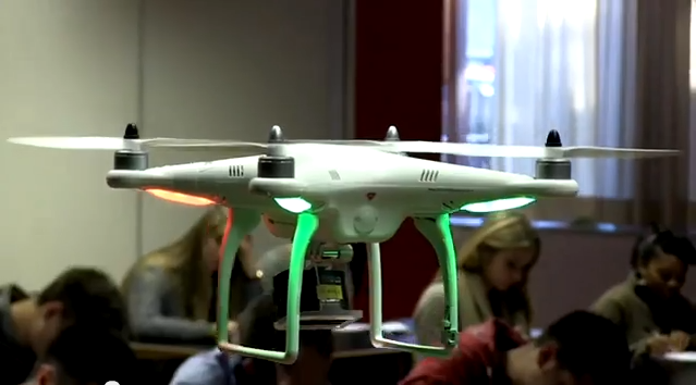 DJI Phantom quadcopter used to monitor students during exams in the Thomas Moore college in Belgium