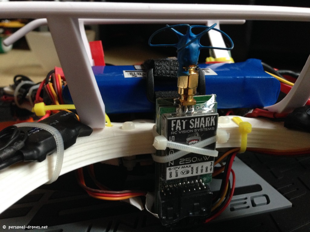 The 5.8 GHz FatShark video transmitter with polarized antenna