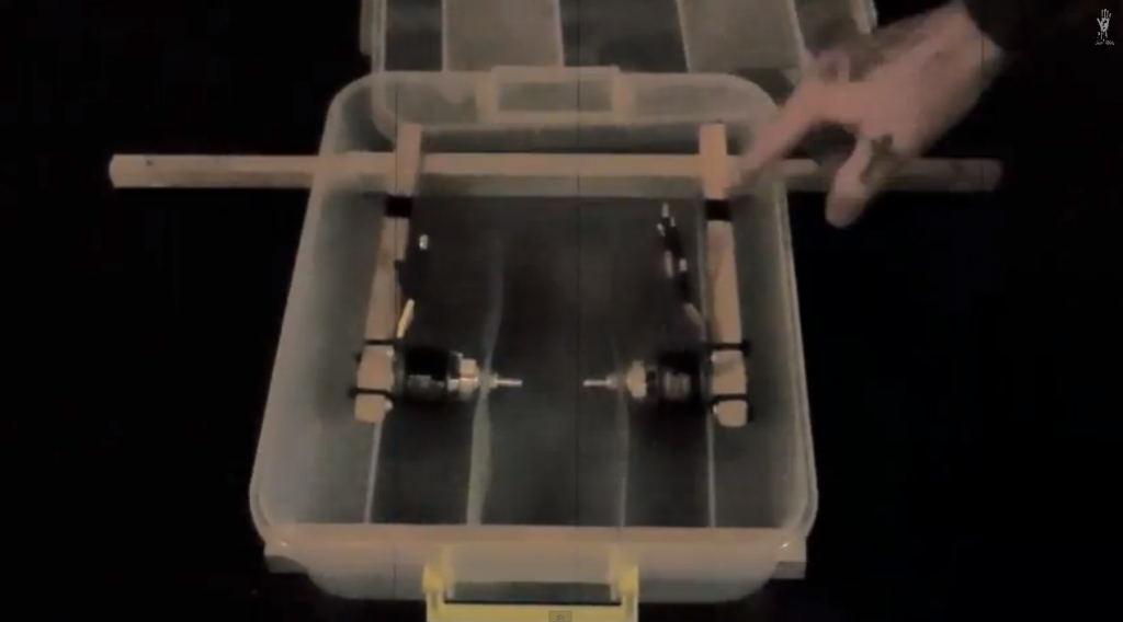 BoxCopter, partly folded inside the body box for portability