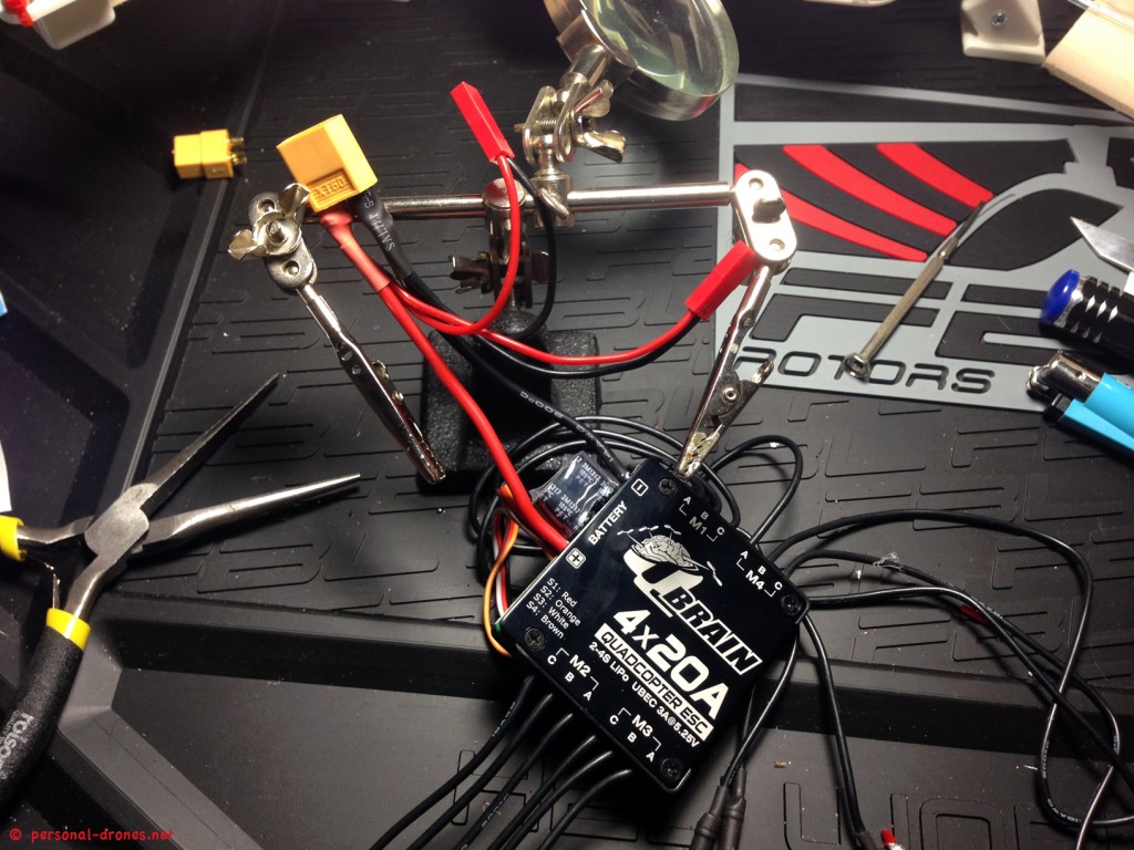 Another view of the power wiring for the Quadlugs quadcopter build