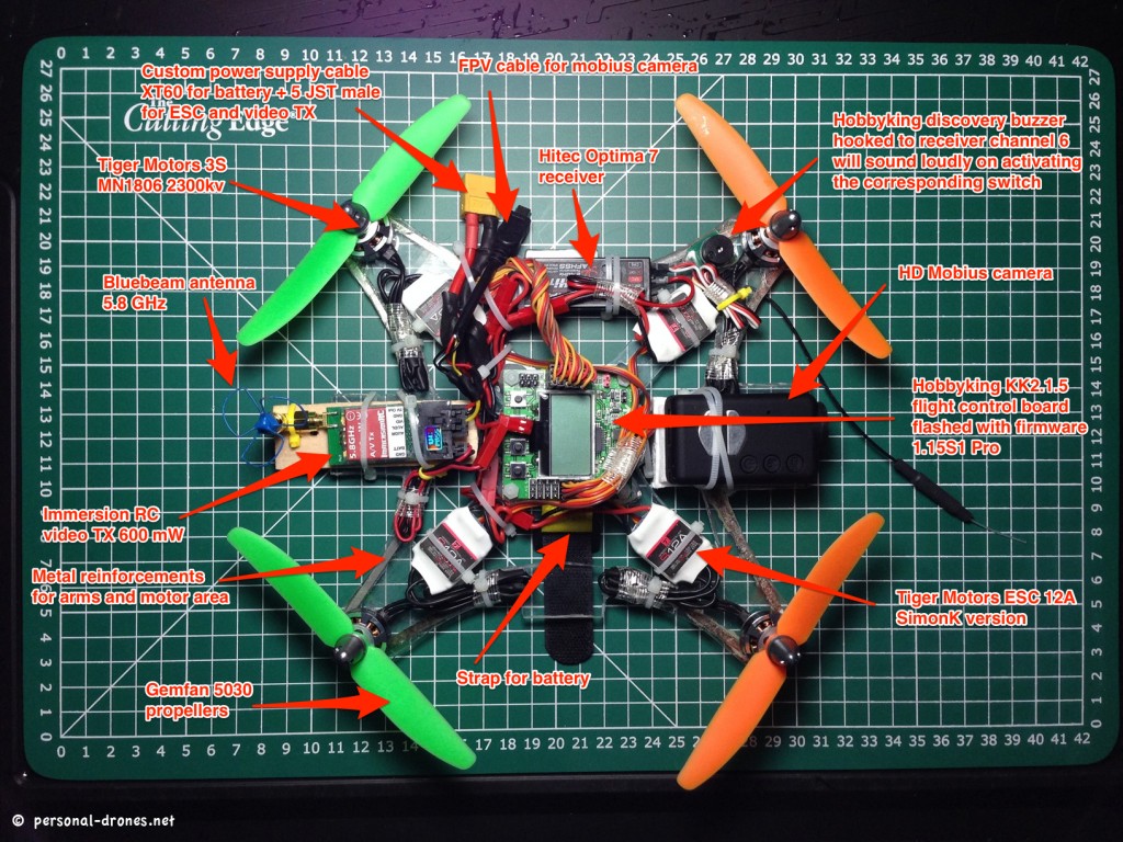 A summary of the plexiglas mini quadcopter for FPV build