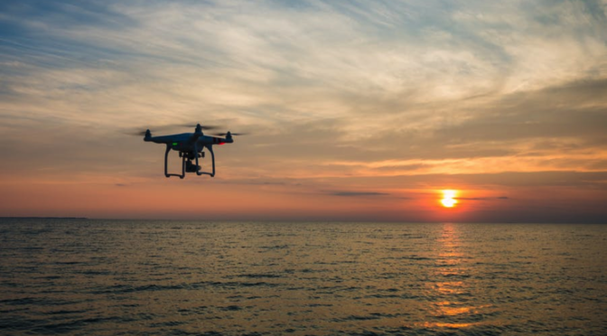 drone at sunset