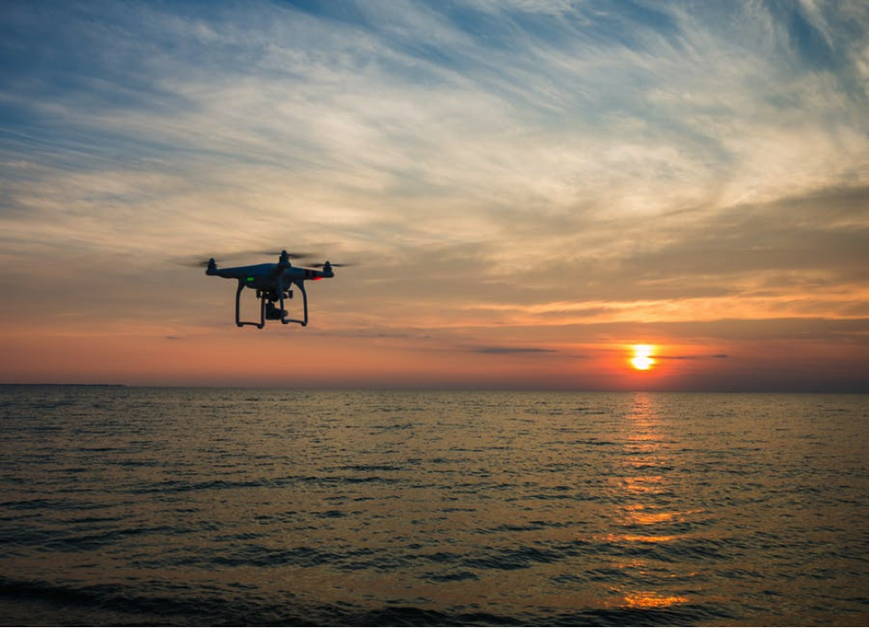 drone at sunset